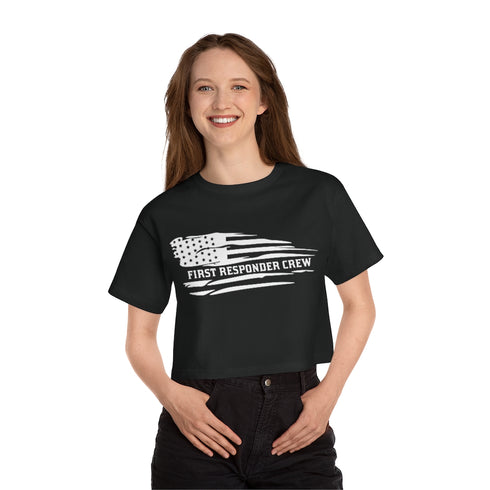First Responders Flag Cropped T-Shirt by Champion